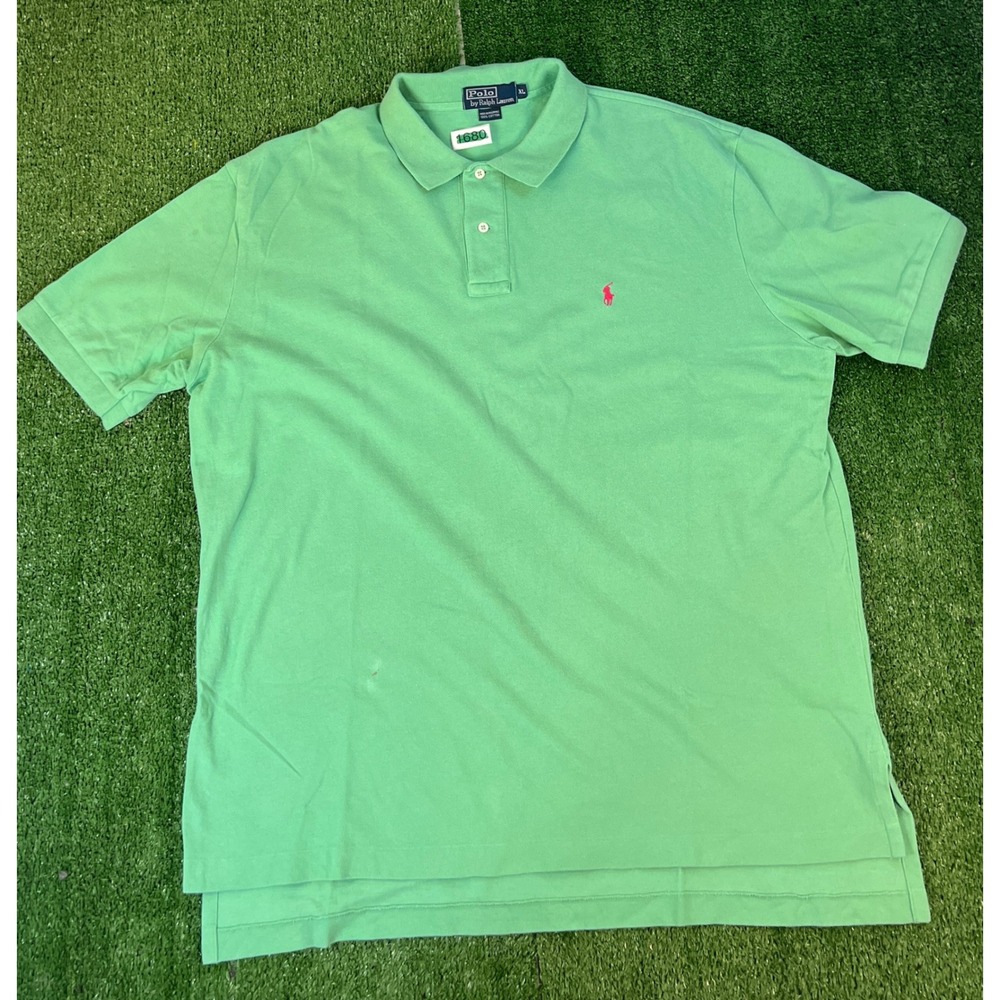 Polo Ralph Lauren Mens XL Green Short Sleeve Pique Polo Shirt Red Pony Logo
